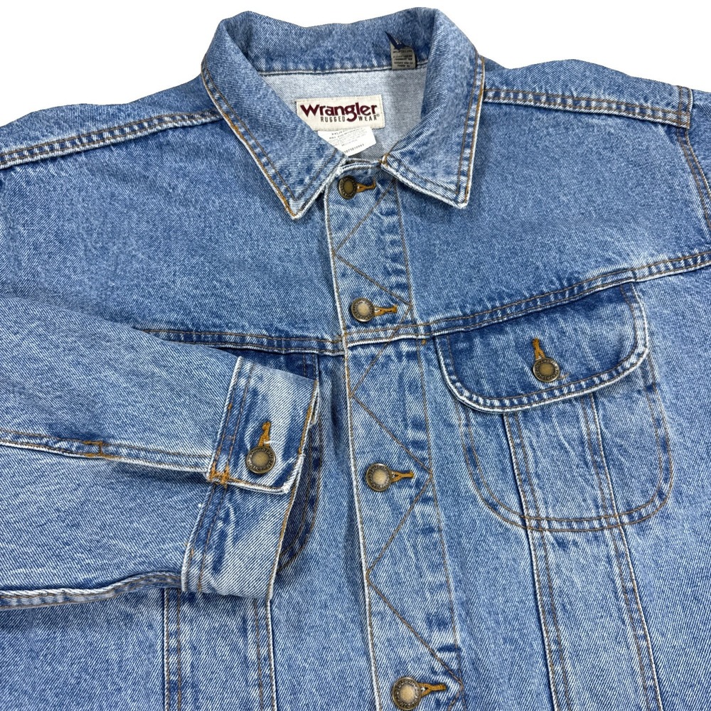 Wrangler Rugged Wear Jean Jacket Men's XXL Blue Denim Trucker Workwear